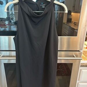 COS Black Sleeveless Tunic Top, unfinished neckline; size M